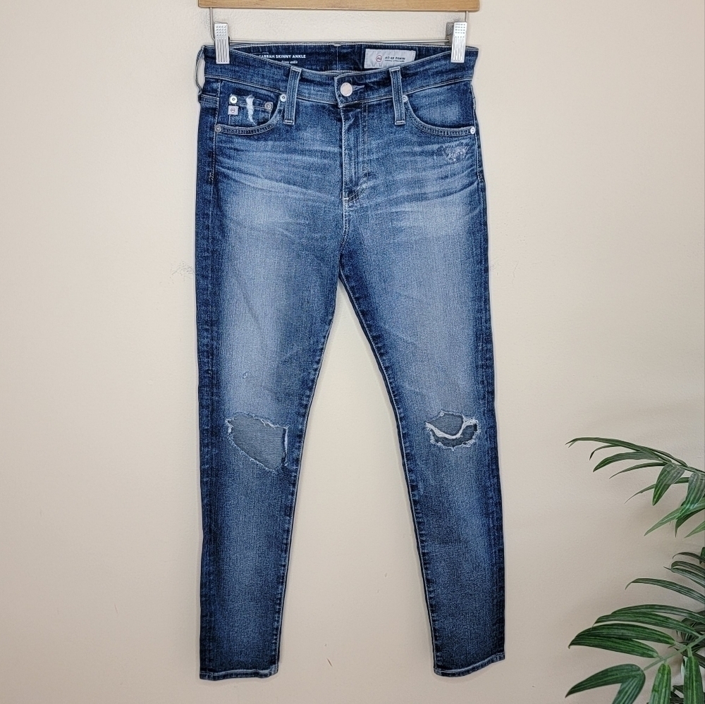AG Jeans | AG-ED Denim Farrah High-Rise Skinny Ankle Jeans with Blown Out Knees